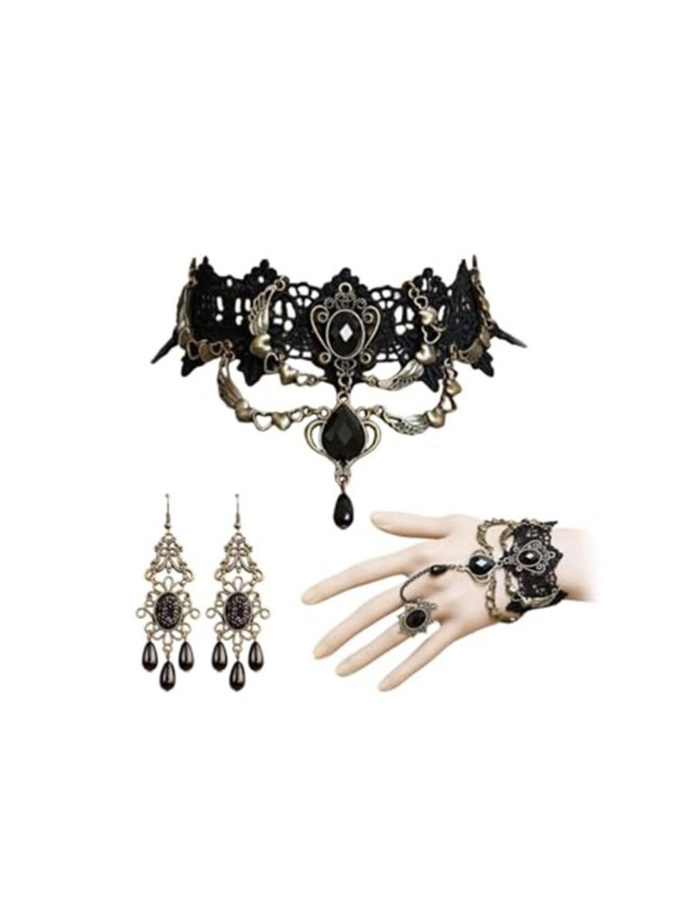 Gothic Jewelry Set for Women Witch Costume Women Gothic Black Choker Witch